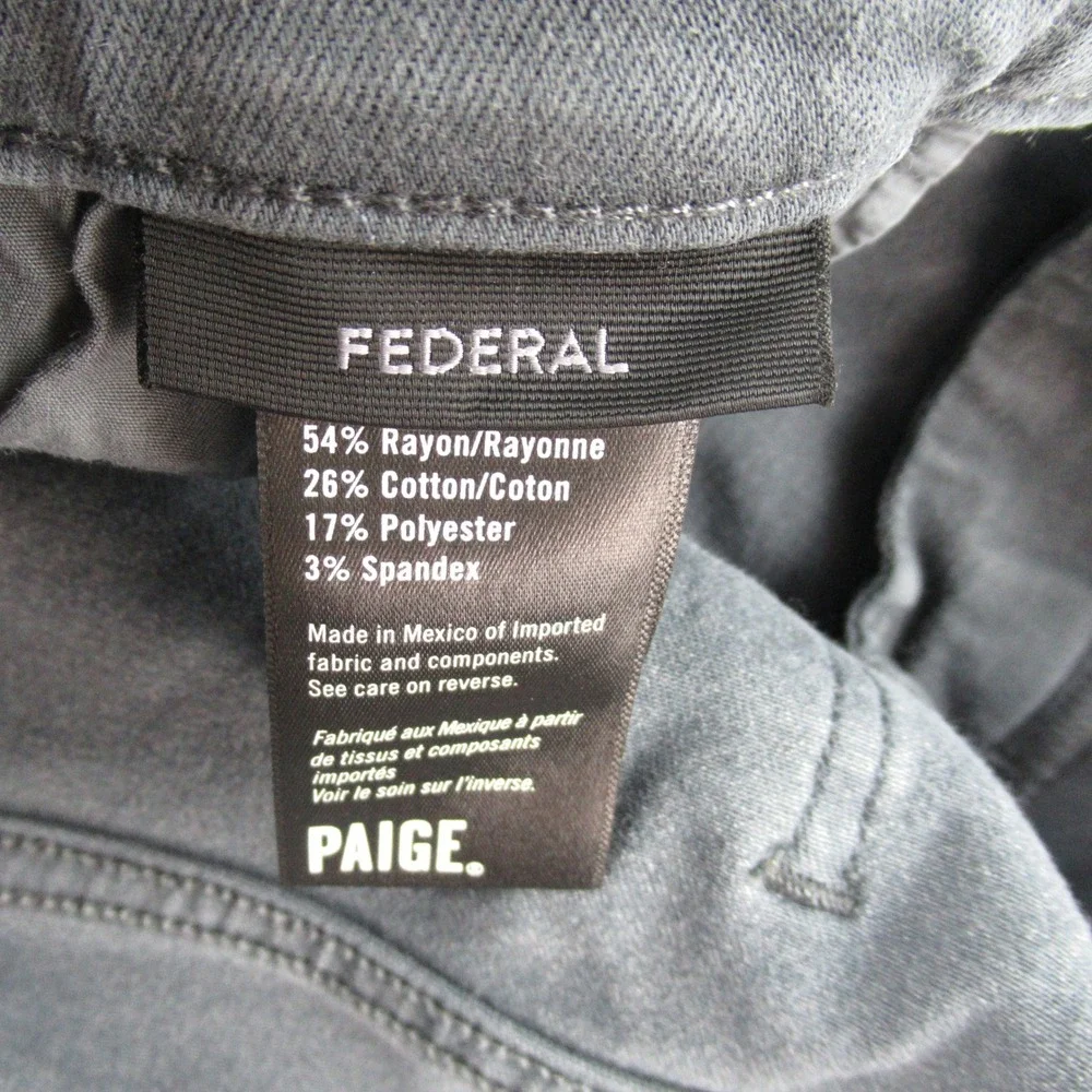 Paige Federal Slim Straight Jeans Mens 34 Deep Lagoon Grey M655799-C221